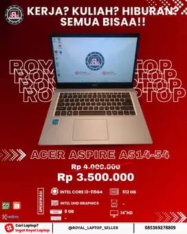 ACER ASPIRE A514-54  INTEL CORE I3 - 1115G4 RAM 8 GB SSD 512 GB