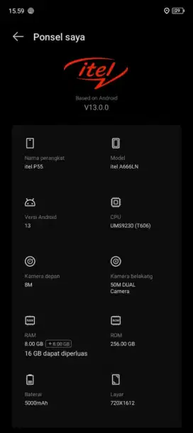HP ITEL P55 NFC 8/256