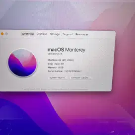 Macbook Air M1 13 Inch Ram 8 Ssd Silver layar 13 inch lengkap full