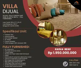 DIJUAL VILLA CANTIK SIAP HUNI DI KOTA BATU – FULL FURNISHED!