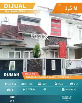 Dijual Rumah 2 Lantai Semi Furnished Borobudur Agung Barat Malang