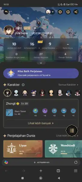 Jual akun Genshin impact level 13