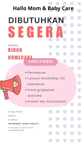 Bidan Homecare Fee. Per Job