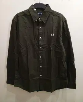 FRED PERRY OLIVE KEMEJA KASUAL