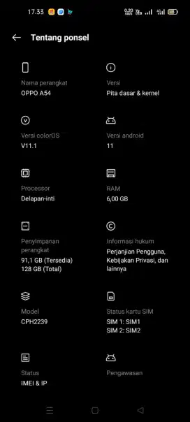 Jual Oppo a54 6/128