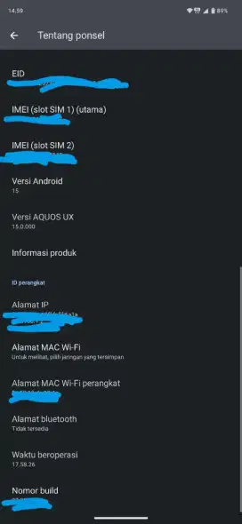 sharp aquos R9 spec bisa cek di google.android sudah up 15