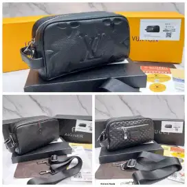 Pouch bag clutch jinjing bisa selempang pria gucci lv