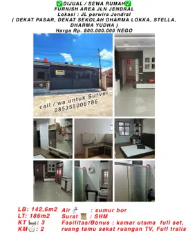 Dijual/sewa rumah furnish dipekanbaru jln.perwira jendral