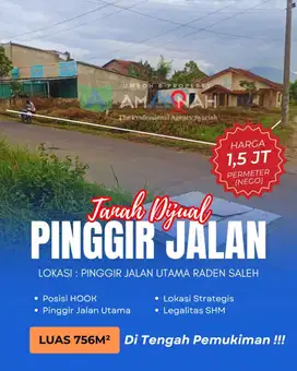 TANAH HOOK MURAH PINGGIR JALAN UTAMA RADEN SALEH TJ SENANG