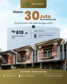 Rumah baru milenial 2lantai dekat  ke kampus dan exit tol cileunyi
