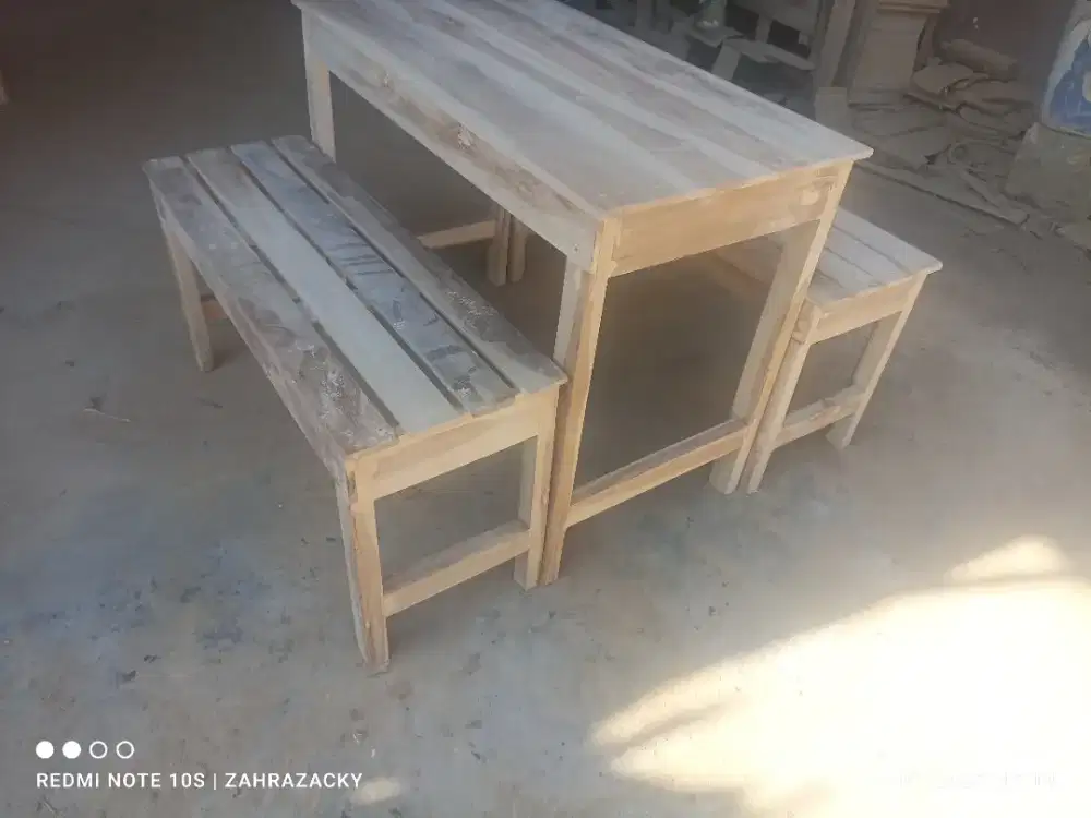 Meja kursiwarkop murah jati mentahan belum finishing