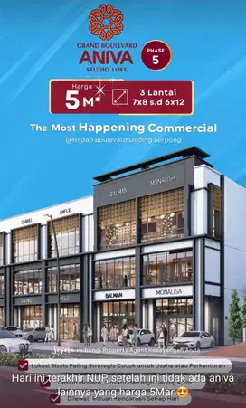 ANIVA STUDIO LOFT EXTENTION ruko kawasan terbaik gading serpong