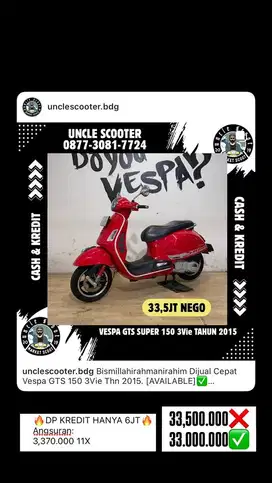 Vespa GTS 150 3Vie Thn 2015 Mulus