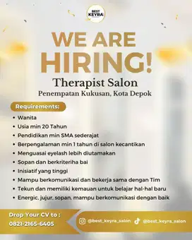 Dicari terapis salon berpengalaman