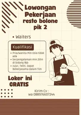 Waiters resto f&b