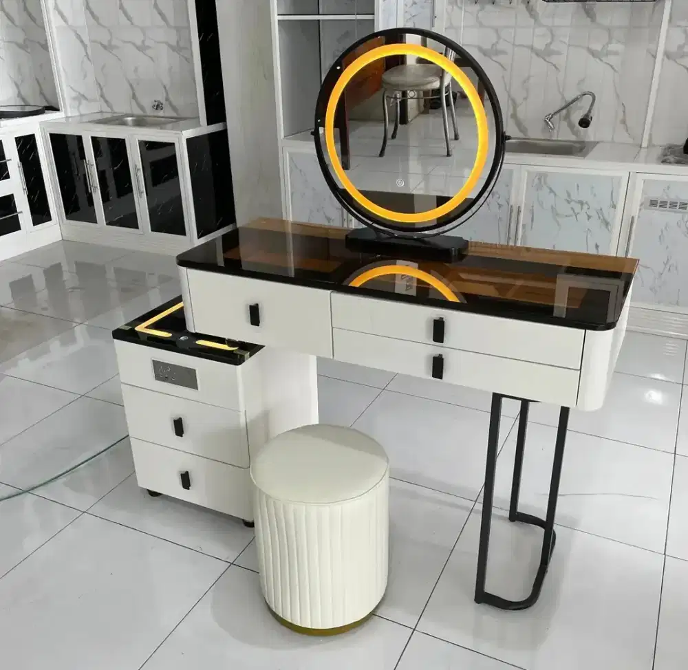 Meja Rias Import LED ada charger hp+Speaker Bluetooth+jam digital