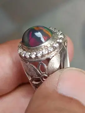 Batu kalimaya black Opal Ethiopia 3.10 crat ring perak memo WGL