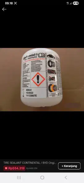 TIRE SEALANT CONTINENTAL / BYD ORIGINAL cairan ban asli