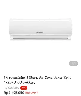Sharp Air Conditioner Split 1/2 Pk Ah/Au A5-Zey