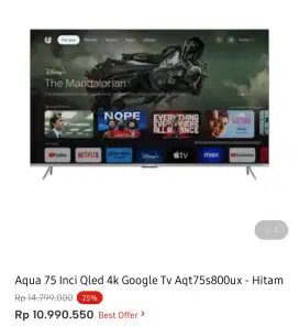 AQUA GOOGLE TV 4K 75 INCI