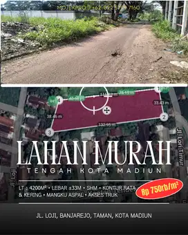 Dijual Lahan Luas Murah di Tengah Kota Madiun