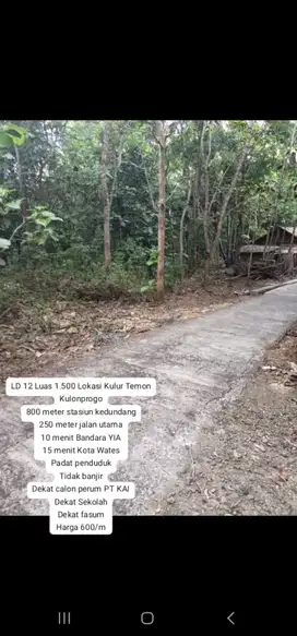 JUAL TANAH DI KULUR TEMON KULONPROGO