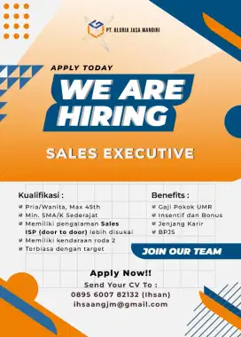 OPEN RECRUITMENT!! Untuk Posisi Sales Executive