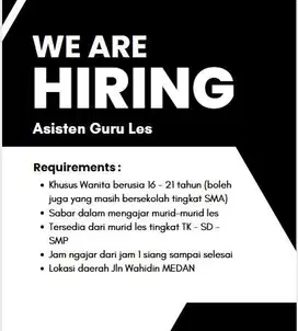 Loker asisten guru les