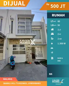DIJUAL RUMAH SIAP HUNI DI MANALI HILL TLOGOMAS LOWOKWARU DEKAT UB, UM