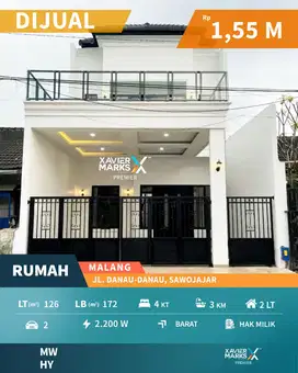 Rumah Baru Minimalis Area Danau - Danau. Sawojajar  Malang