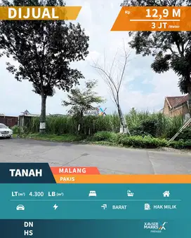 Dijual Tanah Kavling di Jalan Raya Pakis, Malang