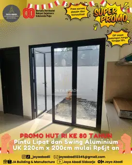 PROMO CMN BAYAR 6jt: PINTU LIPAT + PINTU SWING ALUMINIUM KACA