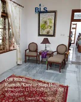 For SEWA Rumah/Kantor Siap Huni di Kebayoran Baru