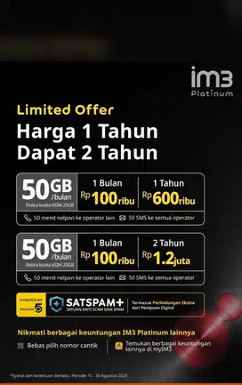indosat prime 50gb perbulan 1 tahun
