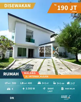 Disewakan Rumah Mewah Dekat UB di Jl Veteran Malang