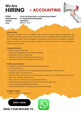 Lowongan Kerja Staff Accounting & System Development