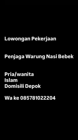 Lowongan Penjaga Warung Makan
