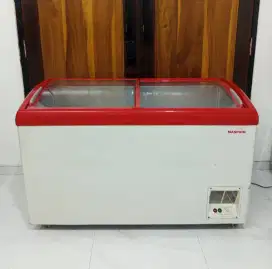 Freezer Sliding Glass Merk Maspion 400 Liter siap pakai murah bandung