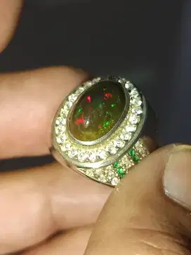 Cincin Batu kalimaya black Opal ETHIOPIA 2.86 crat ring perak memo WGL