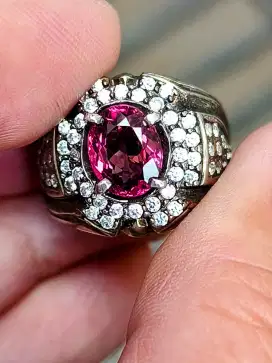 Cincin Batu garnet umbalite 2.42 crat ring perak memo CGL top kristal