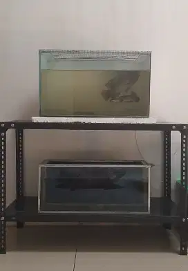Rak besi aquarium dua susun