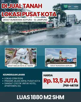 TANAH DKT TUGU ADIPURA LAMPUNG DIJUAL MURAH