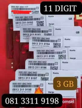 11 DIGIT KARTU TELKOMSEL BARU ISI 3 GB