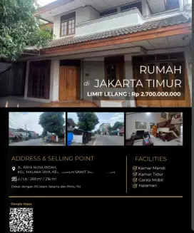 Dijual Rumah Jalan Raya Nusa Indah Duren Sawit