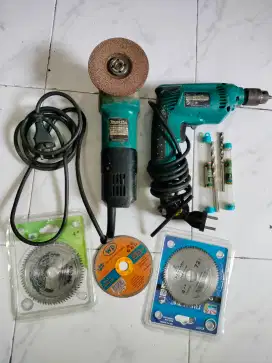 Hand Bor Listrik Makita 6412 450 W
dan Gerinda Makita 9553B 600 W