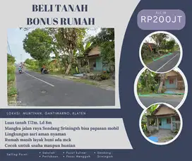 BELI TANAH BONUS BANGUNAN MANGKU JALAN RAYA COCOK UNTUK USAHA