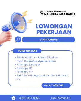 Staff Kantor di Tower 88 Office (Jaksel)