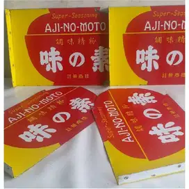 4 Biji papan iklan enamel AJINOMOTO era Djepang / Nippon