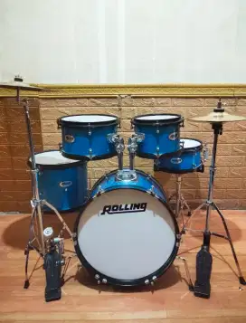 Drum set ROLLING junior  warna biru sparkle