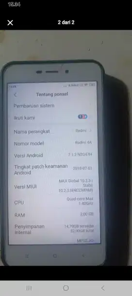 Dijual hp xiomi bayangan hp aj redmi 4a 2/32gb
